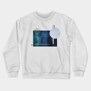 Mid-Century modern inspired textured collage art in teal tones Crewneck Sweatshirt